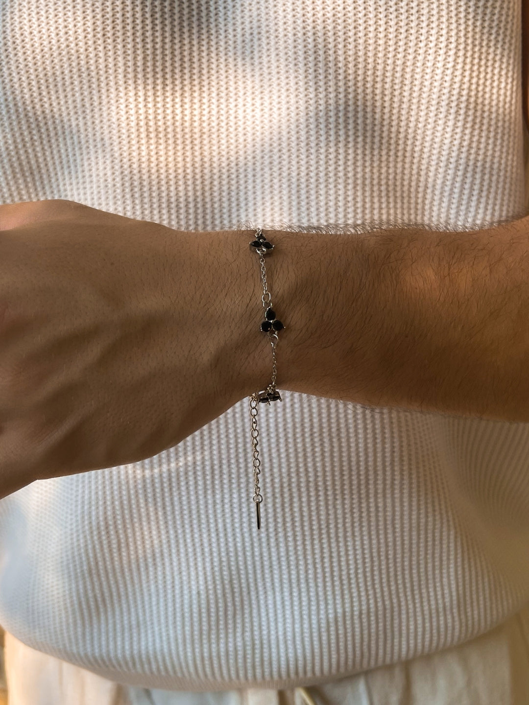 MIDNIGHT CLOVER BRACELET | Silver